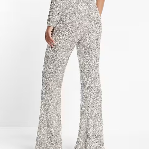 SHIPS TODAY Express NWT Sequin High Waist Flare Pants NYE Outfit 🎇 🥂 🍾 - Picture 2 of 2